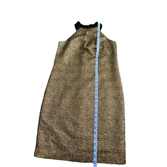 LK Bennett DR Thelda Gold Metallic Jacquard Shift Dress Size 2 - Picture 9 of 9